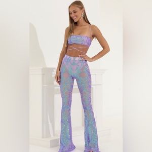 Peony Sequin Two Piece Set in Purple Iridescent